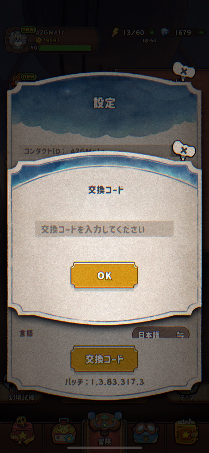 Acecraft コード入力画面 3